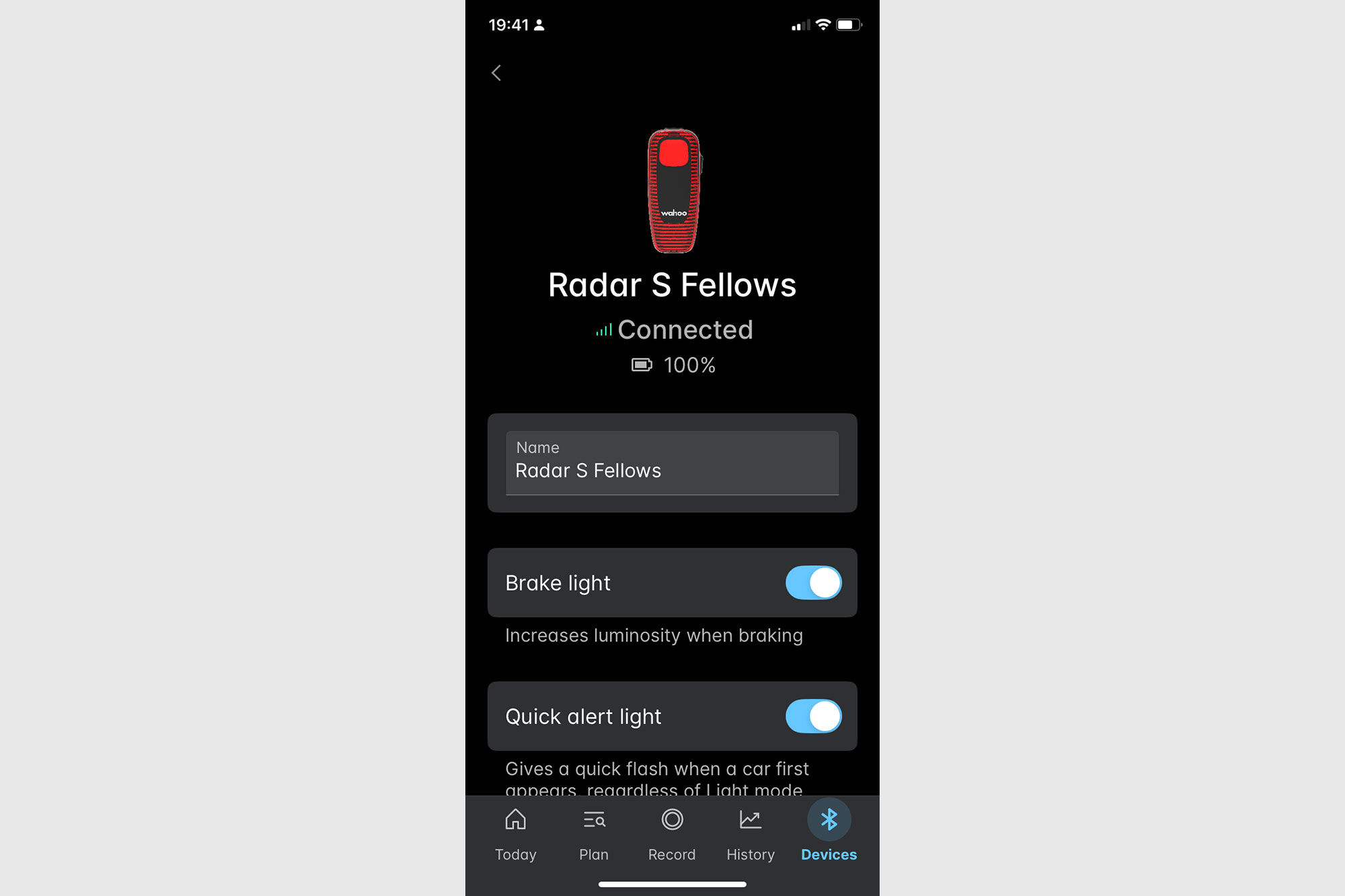 Wahoo Trackr Radar setup on iPhone