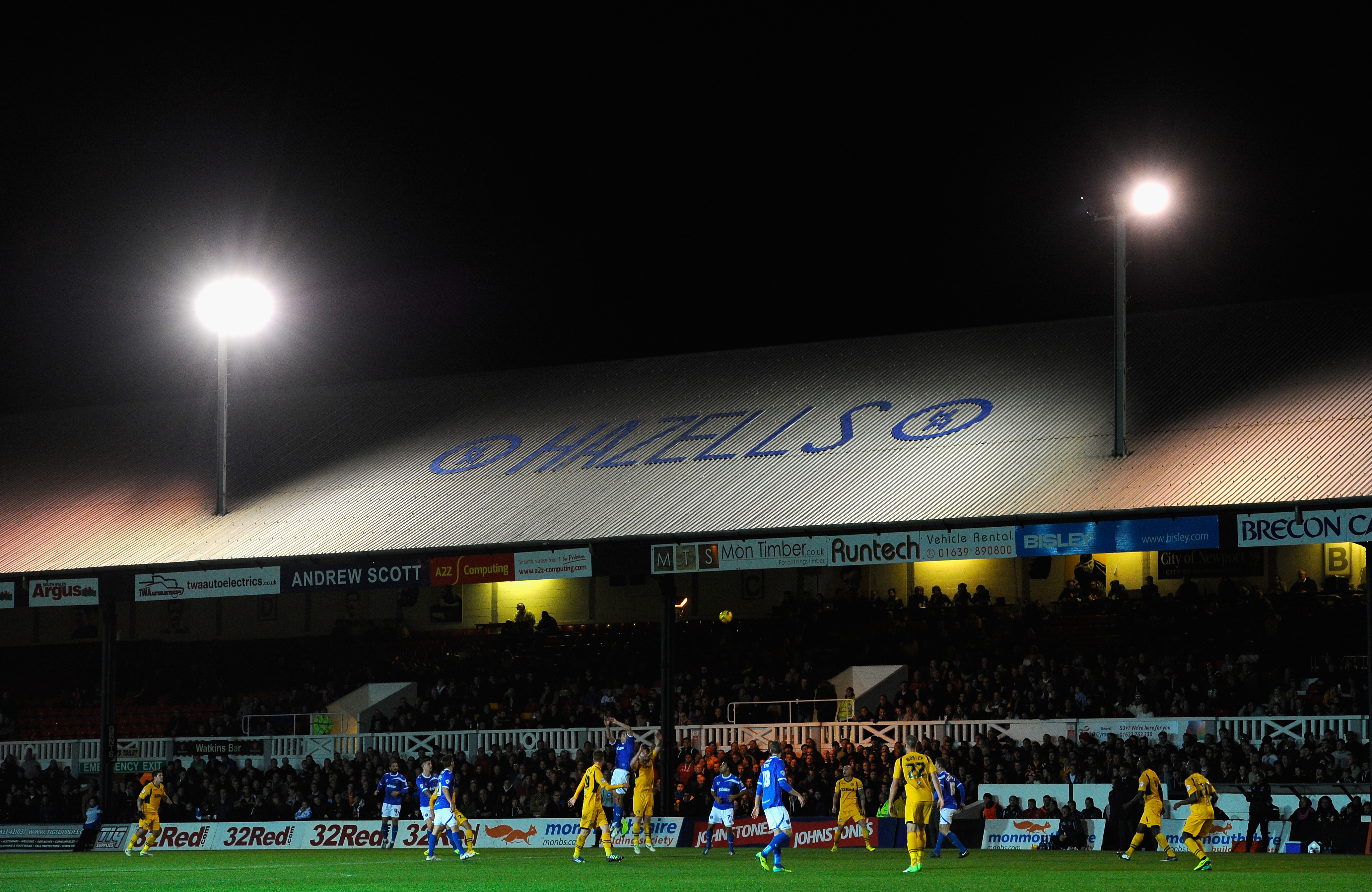 General view of Rodney Parade during a match between Newport County and Portsmouth in November 2013.