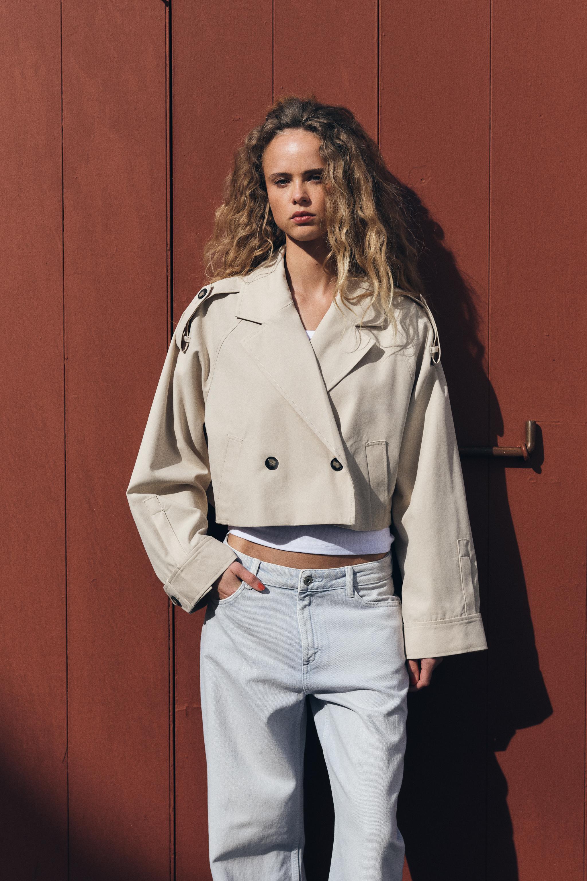 Short Double-Breasted Trench Coat