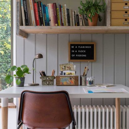 grey panelled home office