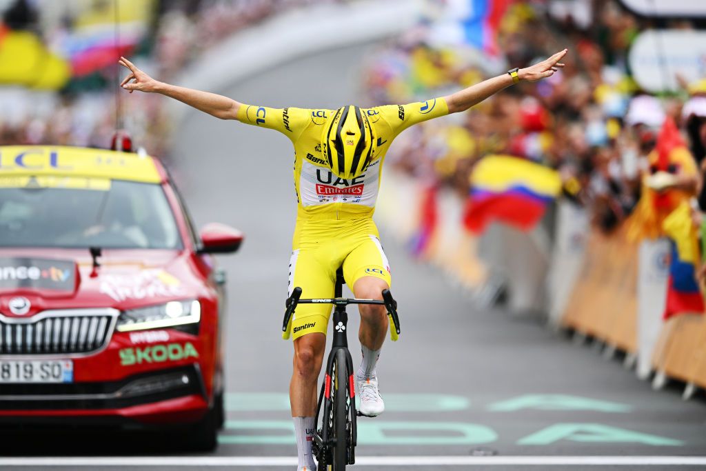 Tadej Pogačar in the yellow jersey