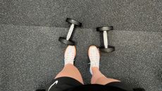 dumbbells on a gym floor