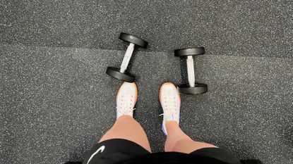 dumbbells on a gym floor