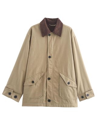 Bqdcqb Womens Oversized Barn Jacket Button Down Canvas Jacket Corduroy Lapel Collar Fall Fashion 2024 Trendy Outwear(khaki-S)