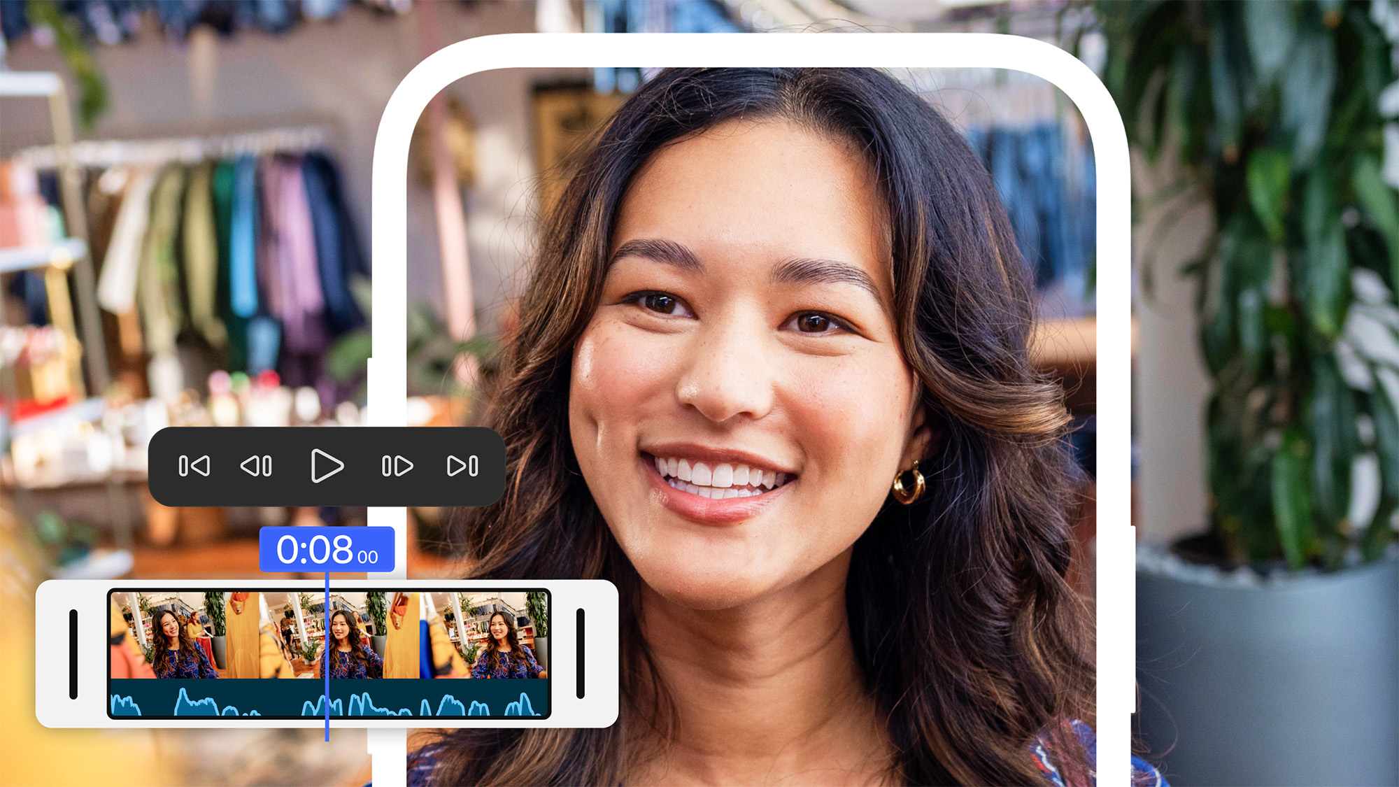Video frame illustrating Adobe Premiere mobile&#039;s multi-track timeline