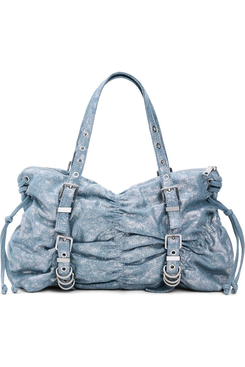 Ruched Denim Shoulder Bag