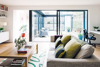 Refurbished Contemporary living room with outdoor atrium
