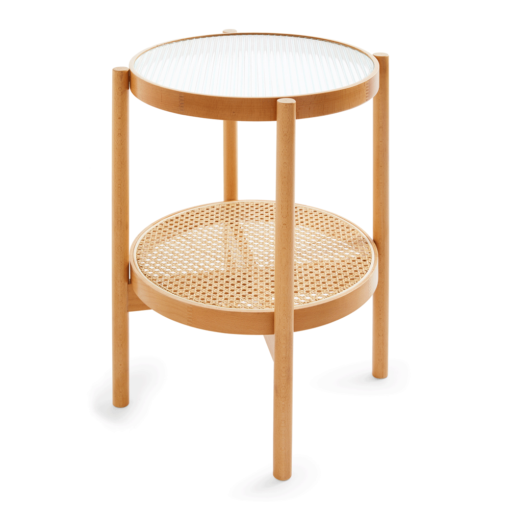 natural rattan glass topped side table