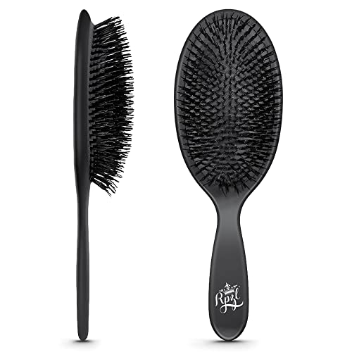 Rpzl Boar Bristle Brush - Cushioned Nylon & Bristle Styling Tool for Smoothing, Polishing & Extension Hair - Suitable for All Hair Types, Wet or Dry