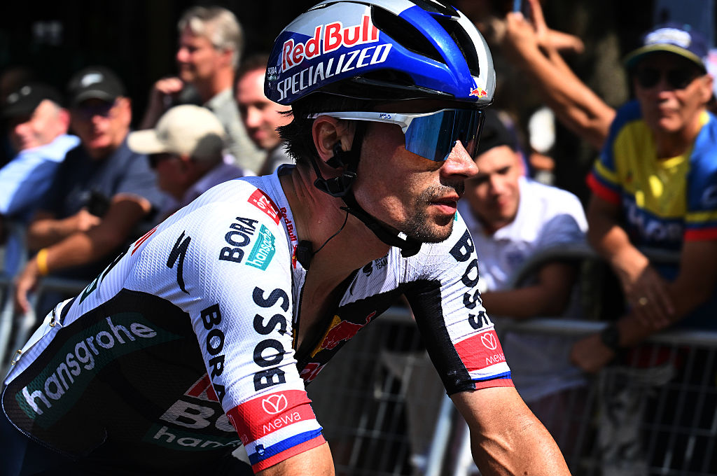 SAN SEBASTIAN, SPAIN - AUGUST 02: Primoz Roglic of Slovenia and Team Red Bull - BORA - hansgrohe reacts after crosses the finish line during the 44th Donostia San Sebastian Klasikoa 2025 a 211.4m one day race from San Sebastian to San Sebastian / #UCIWT / on August 02, 2025 in San Sebastian, Spain. (Photo by Antonio Baixauli/Getty Images)