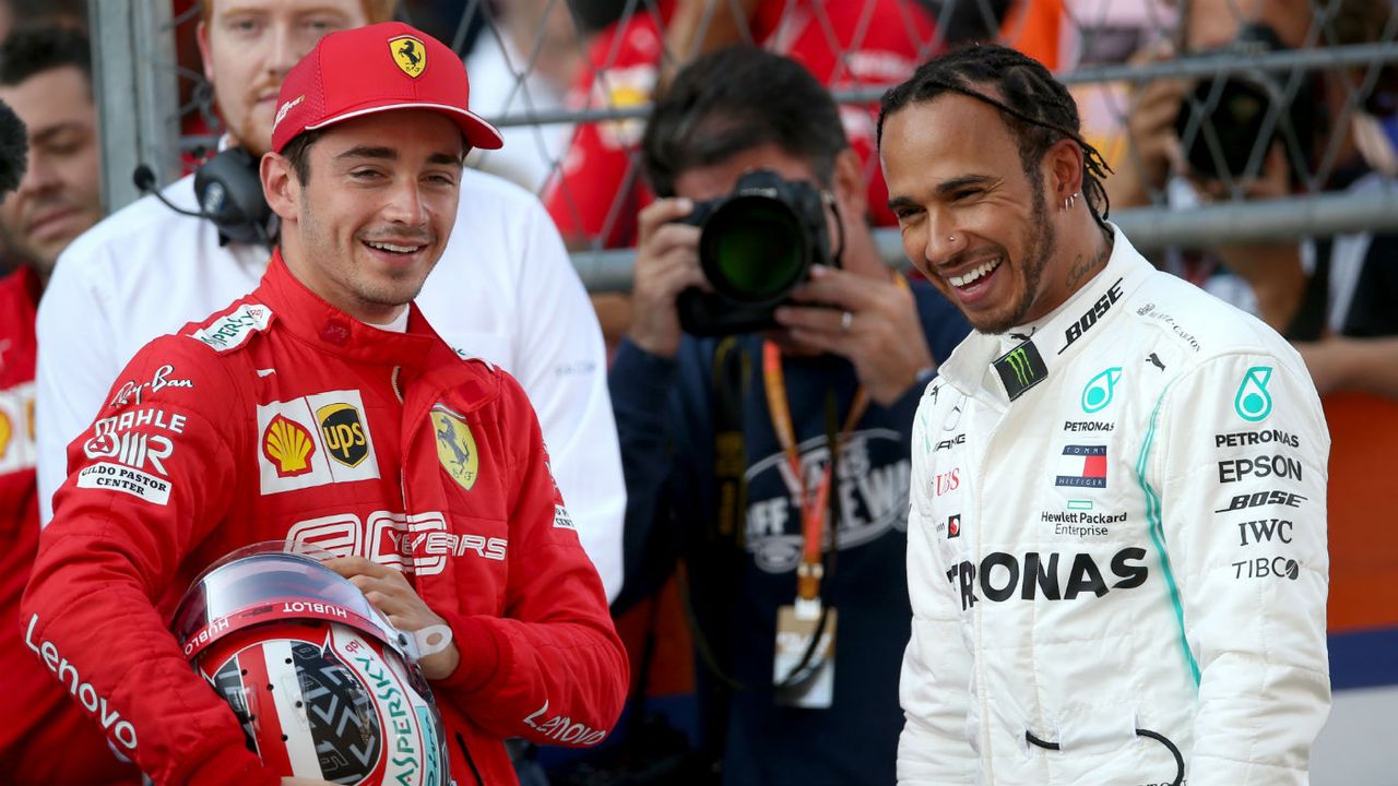 Ferrari’s Charles Leclerc and Mercedes driver Lewis Hamilton 