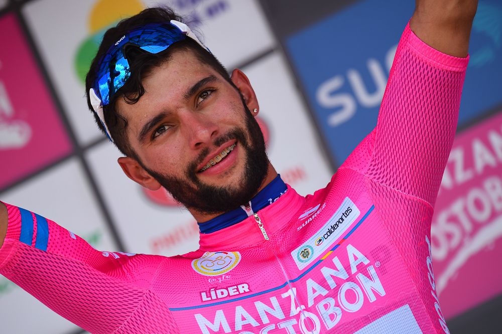 Fernando Gaviria (Quick-Step Floors) in the leader's jersey at Colombia Oro y Paz