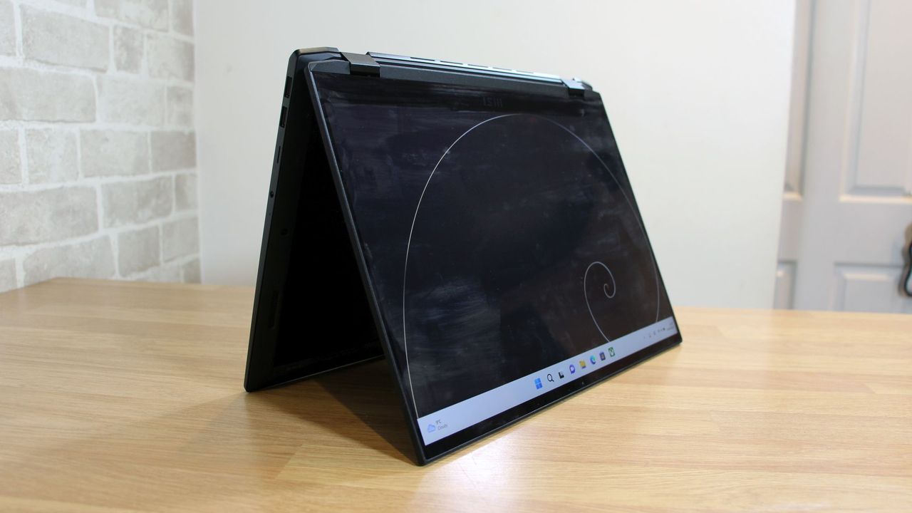 The MSI Summit E16 on a desk