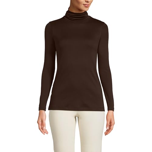 Lands' End Women's Supima Cotton Turtleneck Medium Rich Coffee