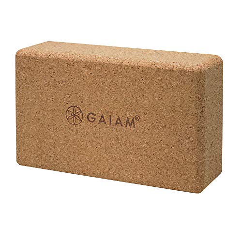 Gaiam Cork Yoga Brick &amp;ndash; 9x5.5 Inch, Natural Cork Brick for Yoga, Pilates, Stretching, Balance, Gym, Home Workout, Meditation, Non-Slip, High-Density, Rounded Edges for Enhanced Poses and Flexibility
