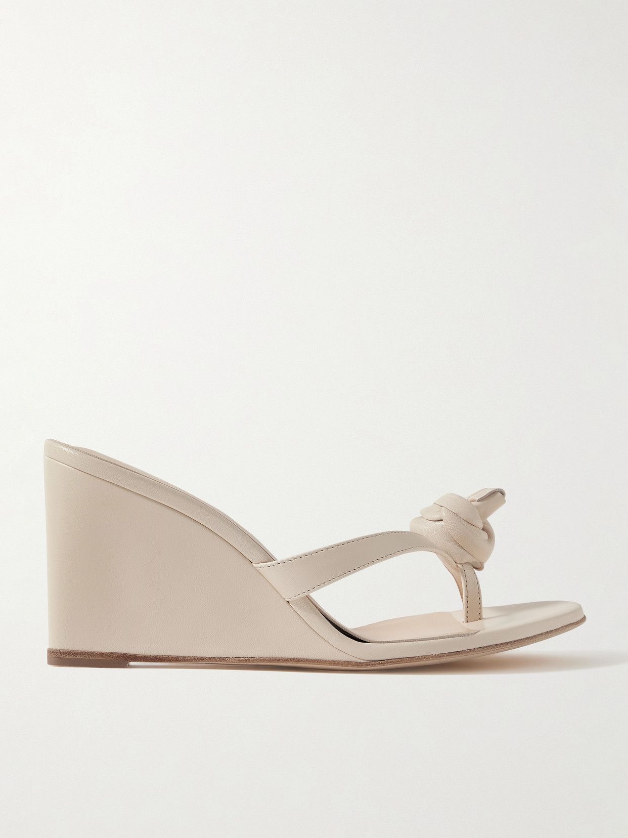 Appliquéd Leather Wedge Sandals