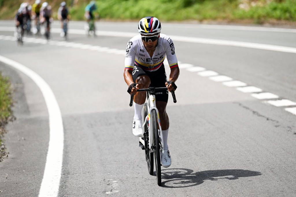 PADRON SPAIN AUGUST 28 Jhonatan Narvaez of Ecuador and Team INEOS Grenadiers competes in the breakaway during the La Vuelta 79th Tour of Spain 2024 Day 11 a 1665km stage from Padron to Padron UCIWT on August 28 2024 in Padron Spain Photo by Dario BelingheriGetty Images