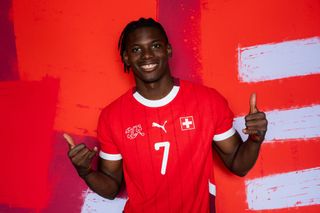 Switzerland Euro 2024 squad Breel Embolo of Switzerland poses for a portrait during the Switzerland Portrait session ahead of the UEFA EURO 2024 Germany on June 11, 2024 in Stuttgart, Germany. (Photo by Valeriano Di Domenico - UEFA/UEFA via Getty Images)