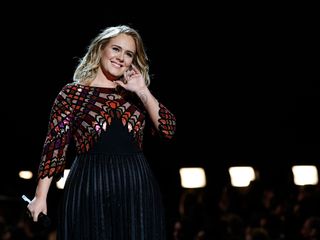 Adele on stage at the 2017 Grammys