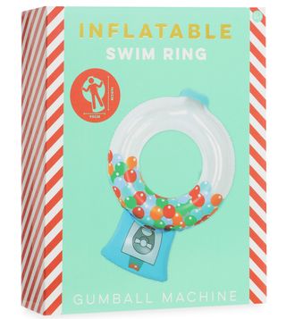 gumball machine with pool floats and swim ring