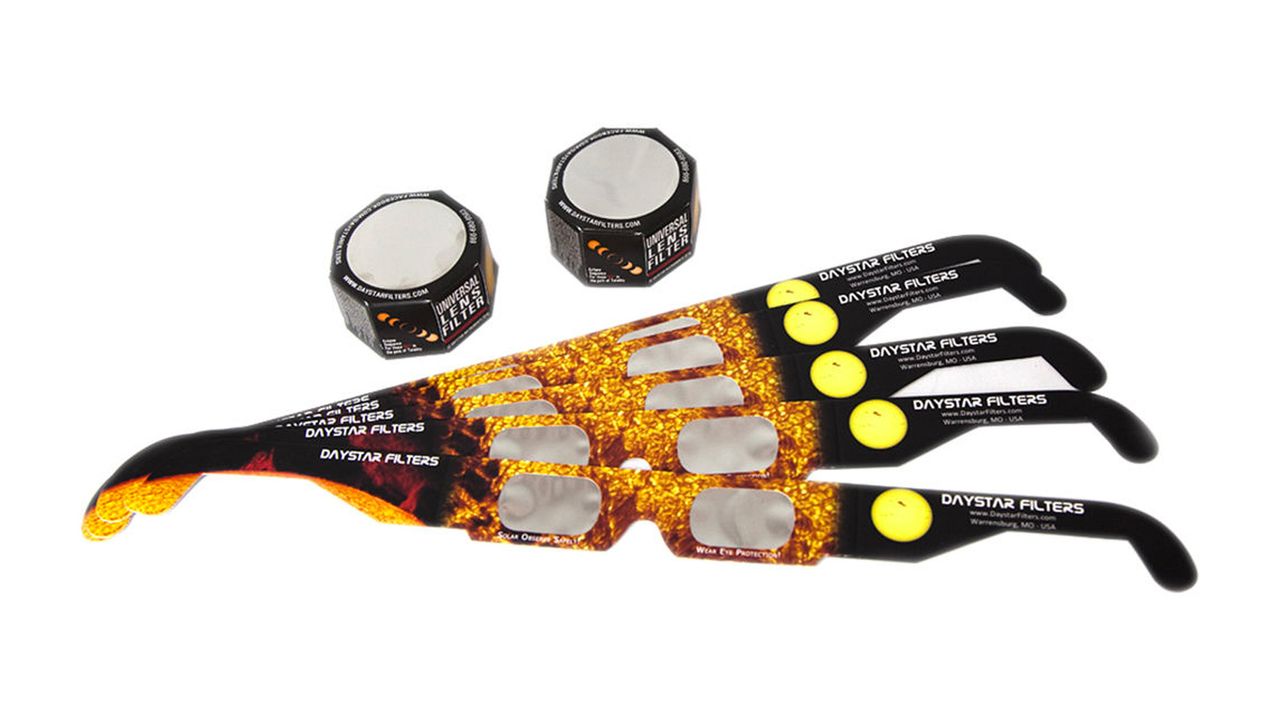 DayStar solar glasses on a white background