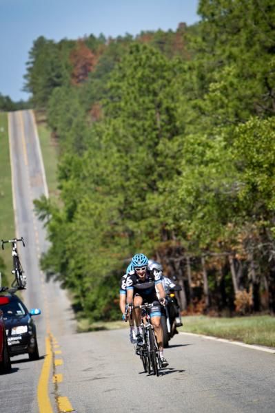 The leaders had no chasers in site going around the back of the course.