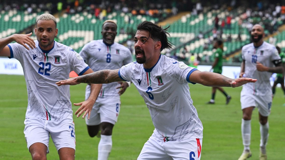 Equatorial Guinea&#039;s midfielder #6 Iban Edu celebrates ahead of the Equatorial Guinea vs Guinea-Bissau live stream