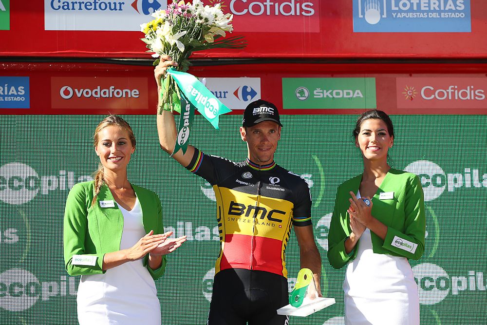 Philippe Gilbert on the Vuelta's stage 2 podium