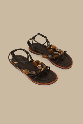 FARM RIO, Black Gem Straps Sandal