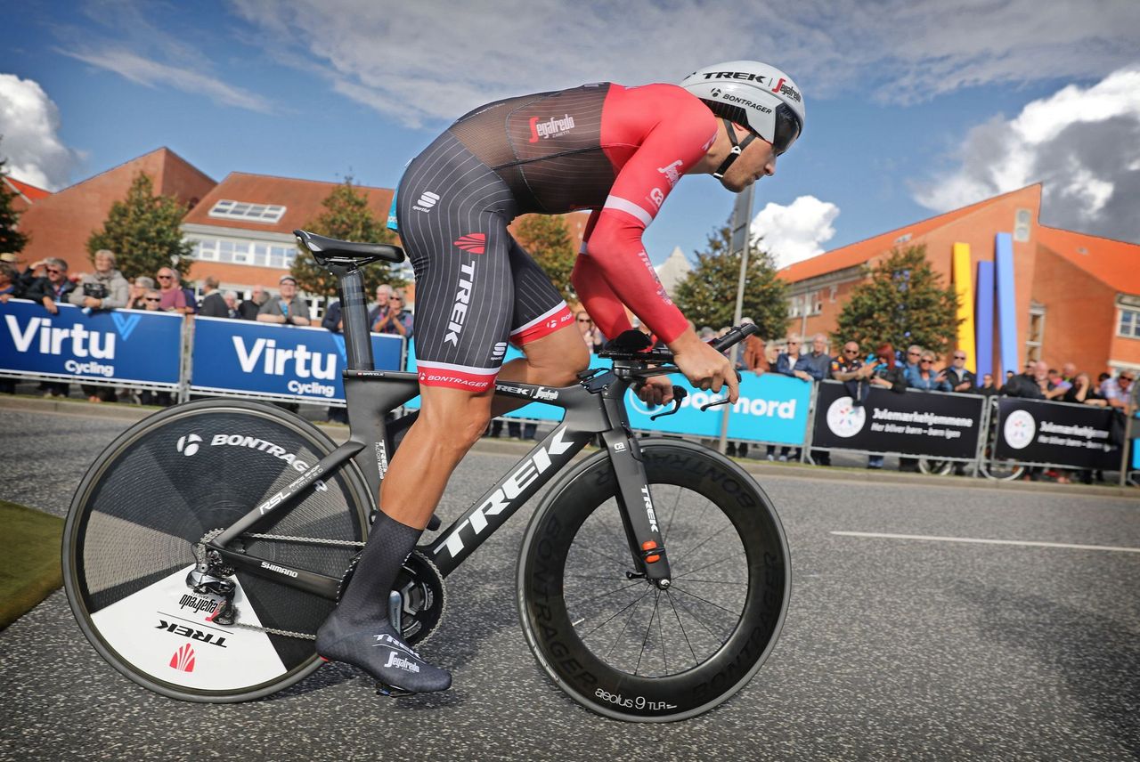 Matthias Brandle takes off from the start house in Denmark.