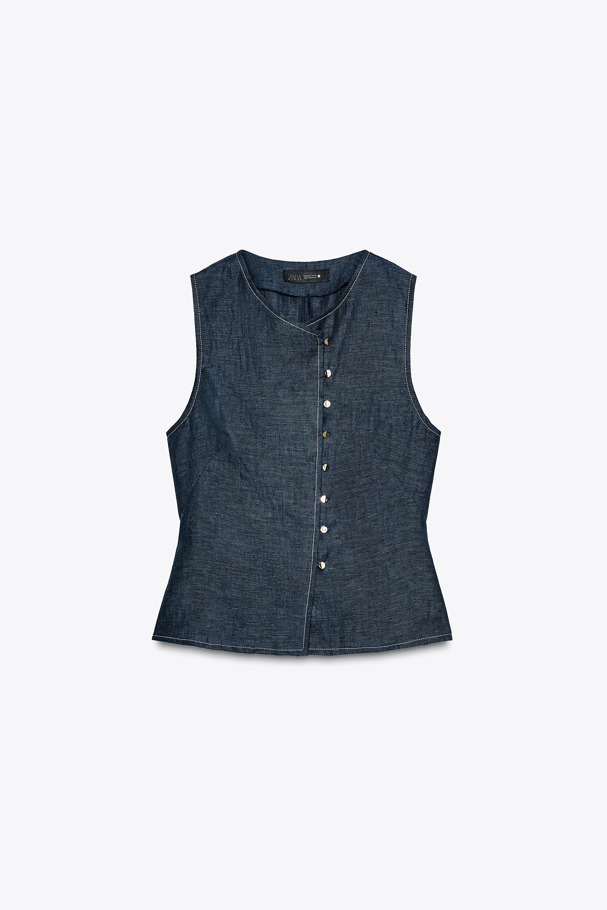 Double Breasted Linen Vest