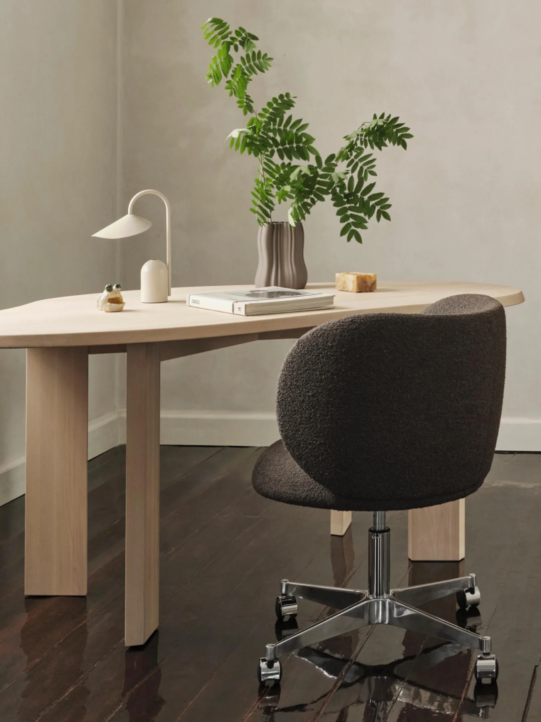 A beech wood bean-shaped desk from Ferm Living