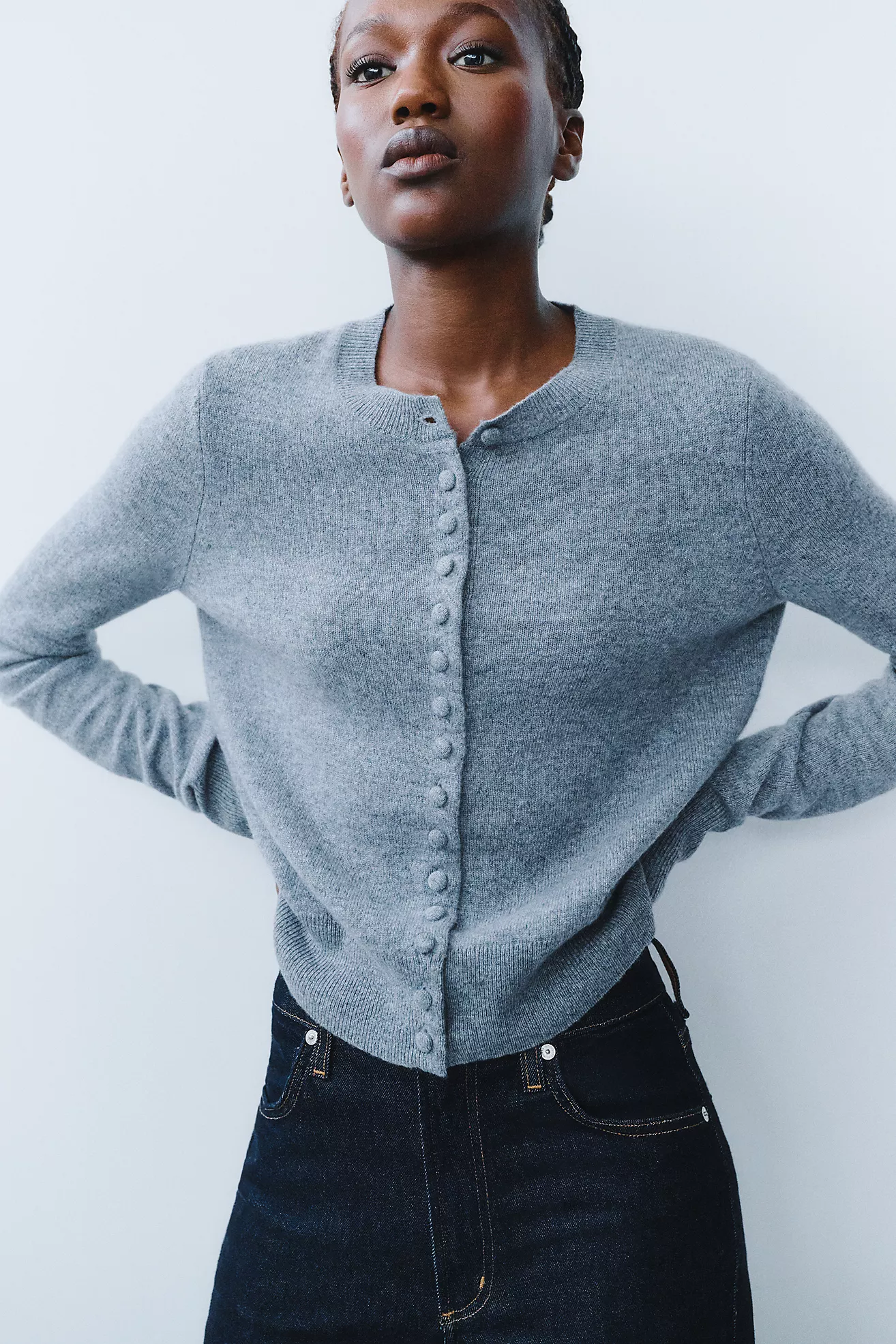Maeve 100% Cashmere Crew-Neck Cardigan