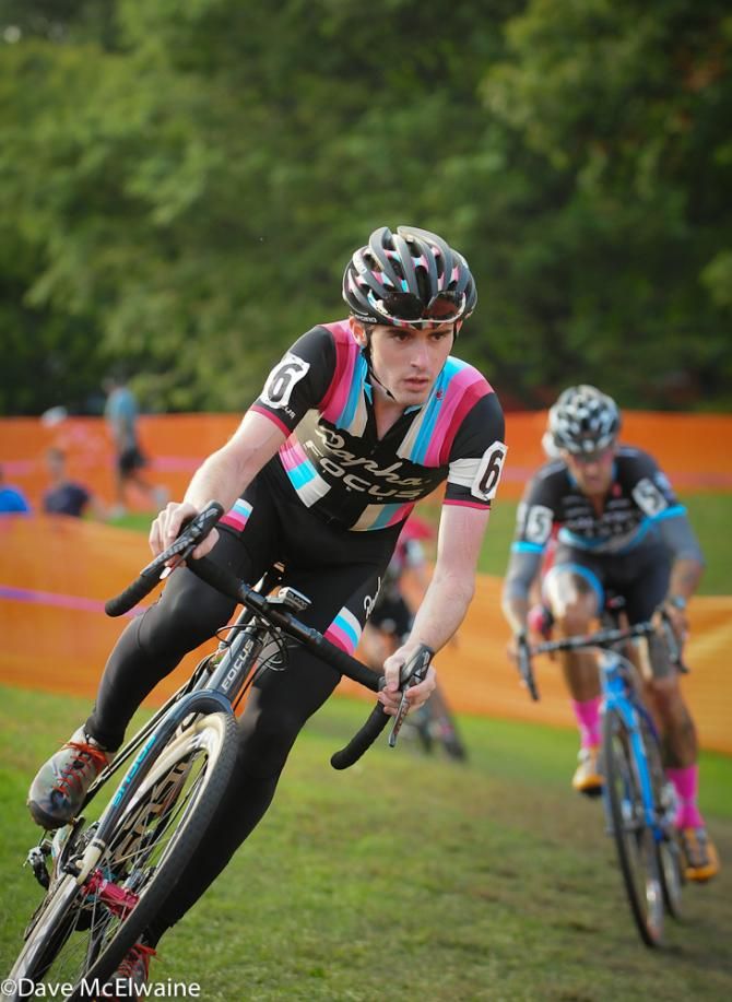 Zach McDonald (Rapha Focus) leading on lap one