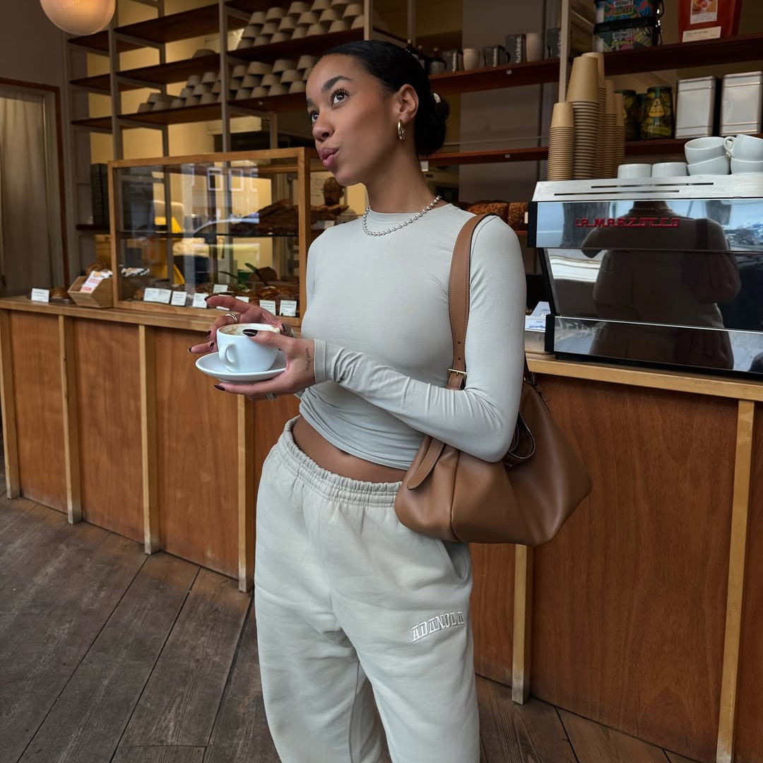 Amaka Hamelijnck wears Anadola while at a coffee shop in Amsterdam