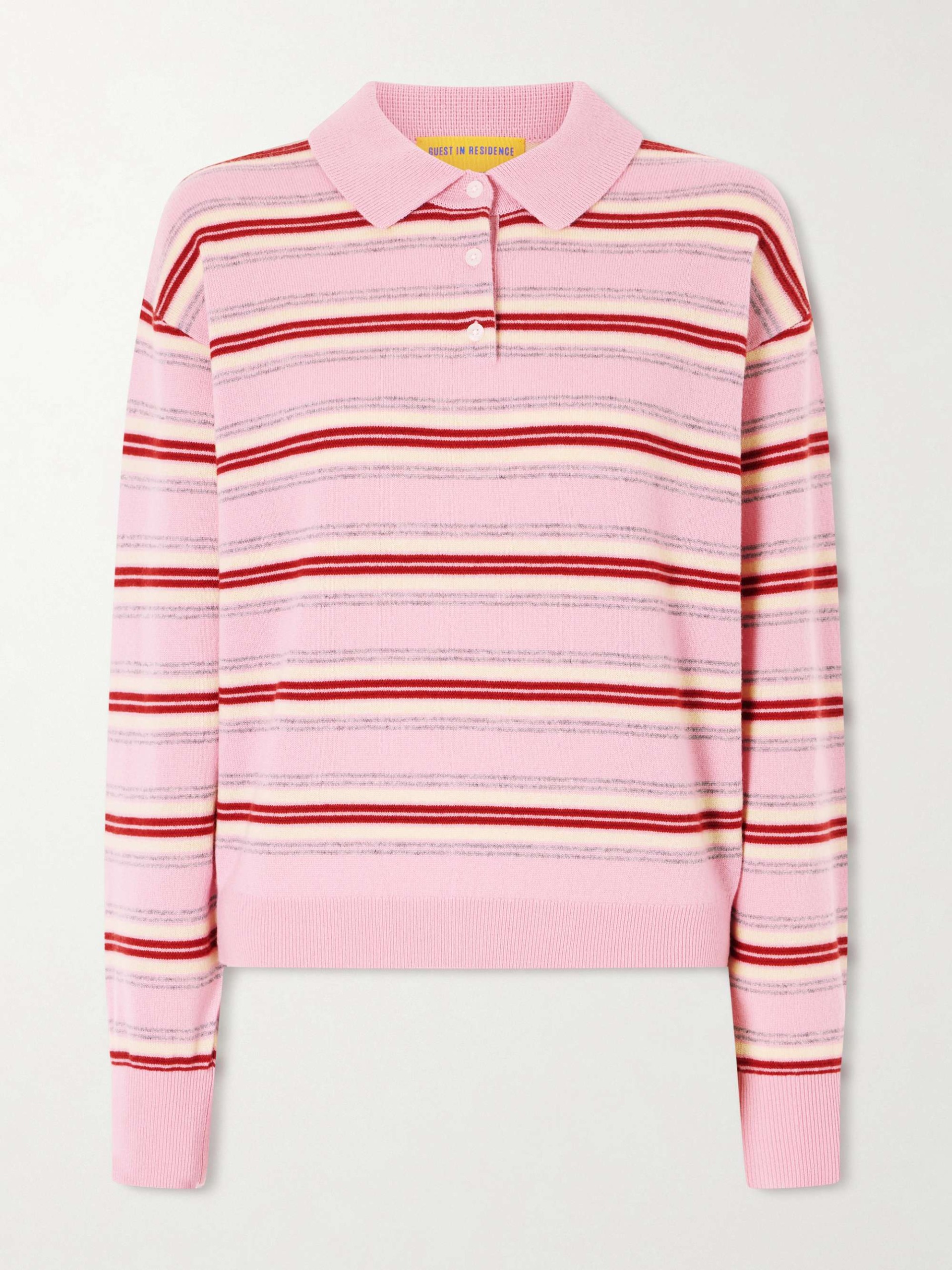 Collegiate Striped Cashmere Polo Sweater