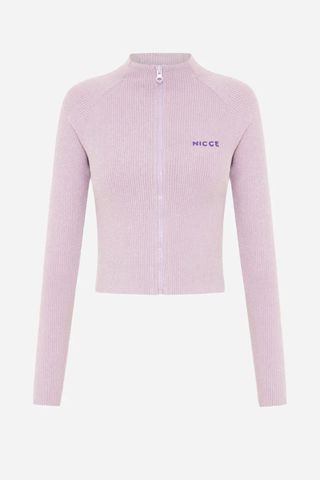 cold weather clothes - lilac zip up high neck top