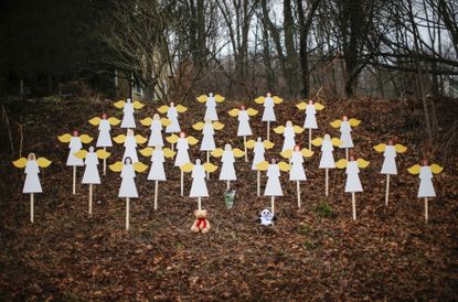 A memorial for the young victims of the Sandy Hook shooting.