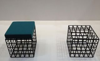 FE iron-frame poufs by Fumie Shibata for Sugiyama Seisakusho