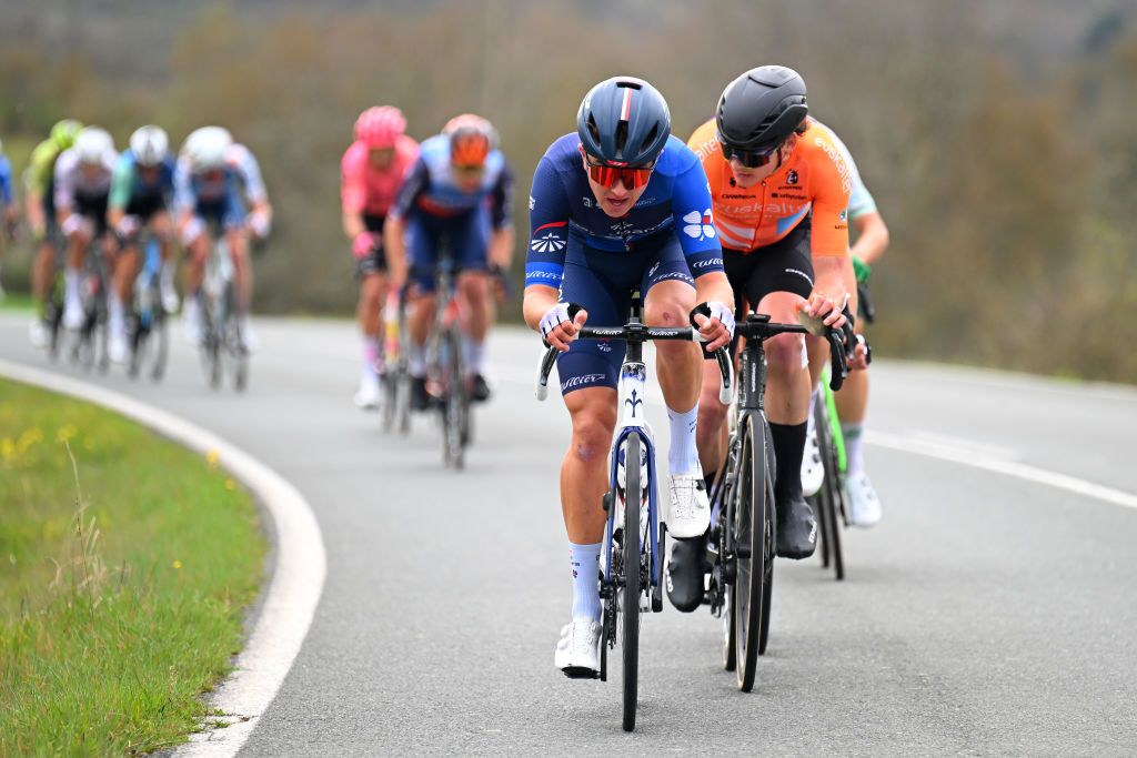 AMOREBIETA ETXANO SPAIN APRIL 05 Reuben Thompson of New Zealand and Team GroupamaFDJ attacks during the 63rd Itzulia Basque Country 2024 Stage 5 a 1759km stage from VitoriaGasteiz to AmorebietaEtxano UCIWT on April 05 2024 in AmorebietaEtxano Spain Photo by Tim de WaeleGetty Images