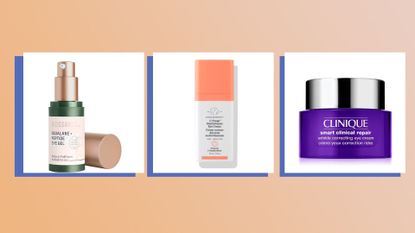 Best eye creams for wrinkles: graphic of products including Biossance, Drunk Elephant, and more