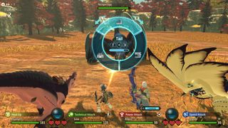 Gameplay showcasing target selection in battle in Monster Hunter Stories 2