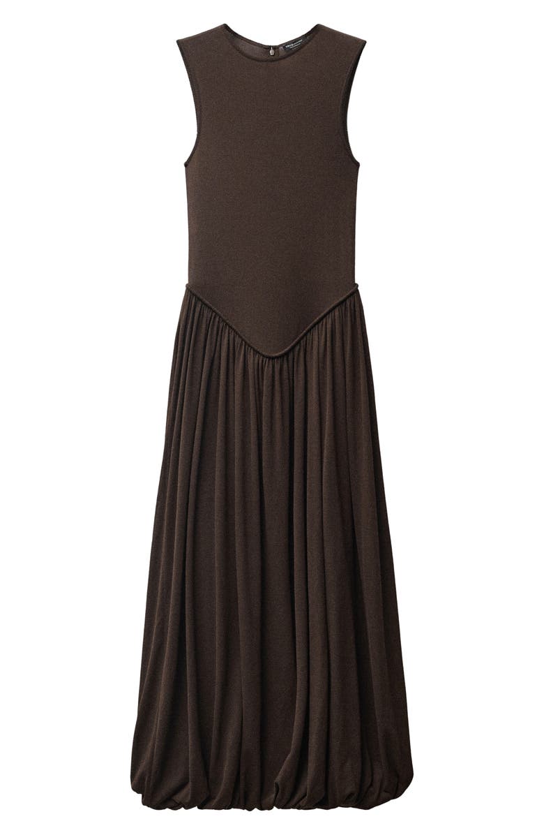 Semisheer Mixed Media Cotton Blend Maxi Dress