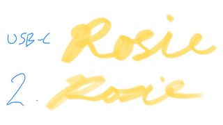 Rosie written with the Apple Pencil USB-C and the Apple Pencil 2
