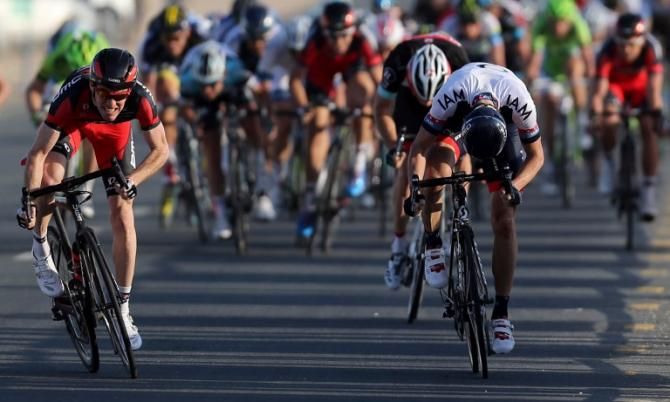 Brent Bookwalter (BMC) pips Elmiger and Rast to the stage win