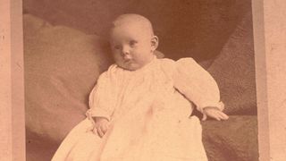 A photo of pilot Amelia Earhart as a baby, taken in Indianapolis, Indiana.