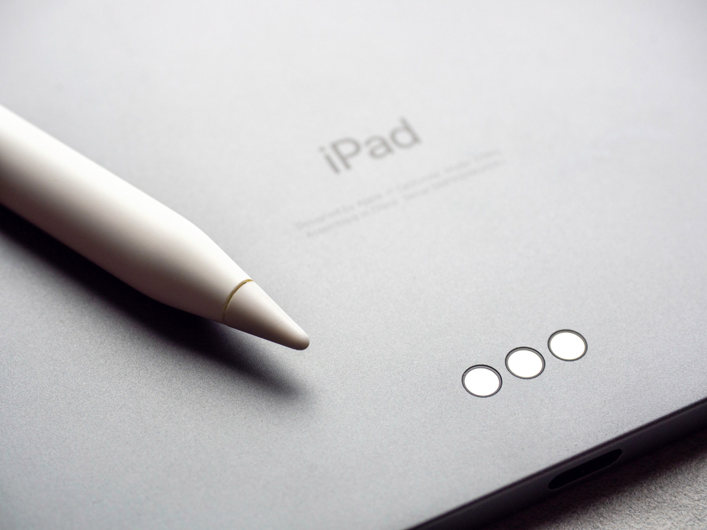 Image of a close up of the iPad Smart Connector with the Apple Pencil