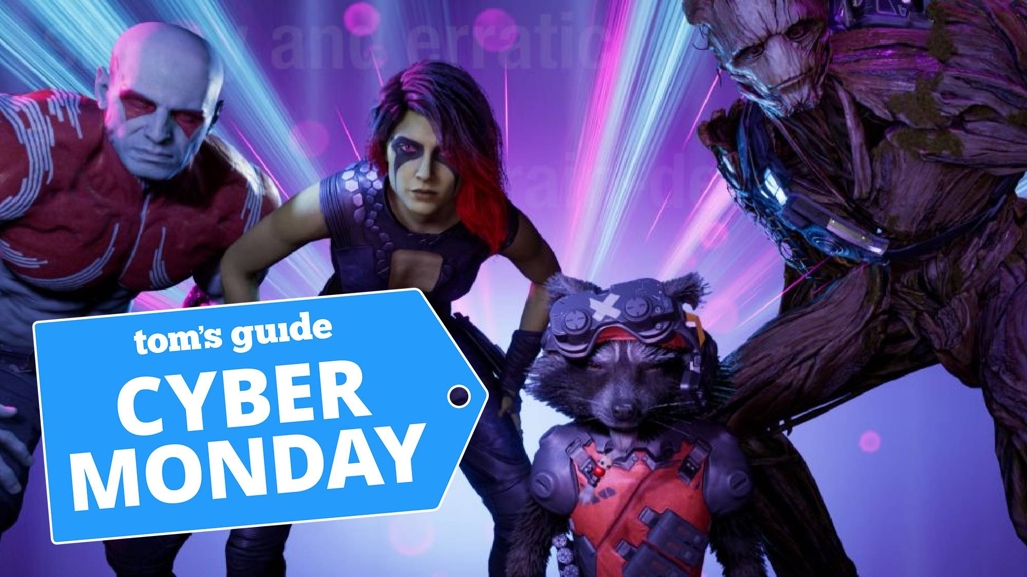 Guardians of the Galaxy screenshot with a Cyber Monday deal tag