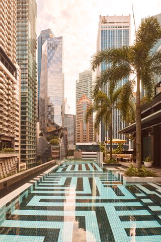 The pool at QT Singapore hotel