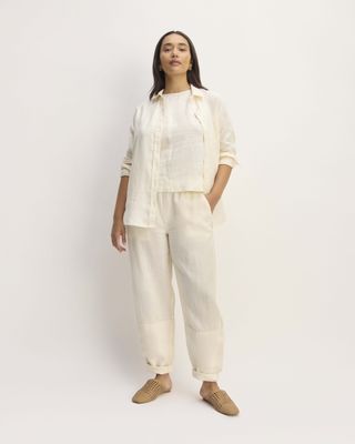 The Linen Pull-On Barrel Pant